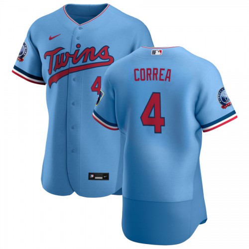 Minnesota Minnesota Twins #4 Carlos Correa Men's Light Blue Alternate 2020 60th Season Authentic Team Jersey Men's
