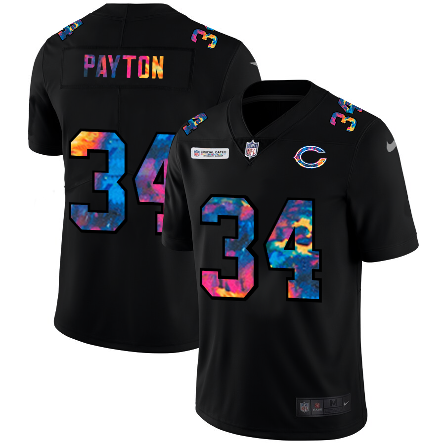 Chicago Bears #34 Walter Payton Men's Multi-Color Black 2020 Crucial Catch Vapor Untouchable Limited Jersey