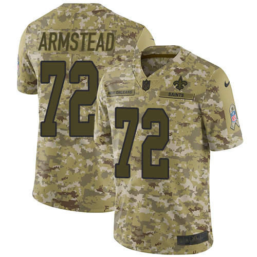 New Orleans Saints #72 Terron Armstead Camo Men's Stitched Limited 2018 Salute To Service Jersey Men's