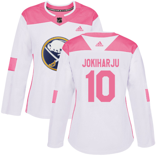 Adidas Buffalo Sabres #10 Henri Jokiharju White/Pink Authentic Fashion Women's Stitched Jersey Womens
