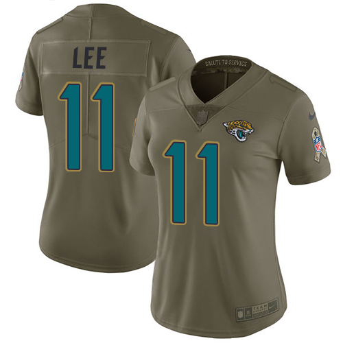 Jacksonville Jaguars #11 Marqise Lee Olive Women's Stitched Limited 2017 Salute to Service Jersey Womens