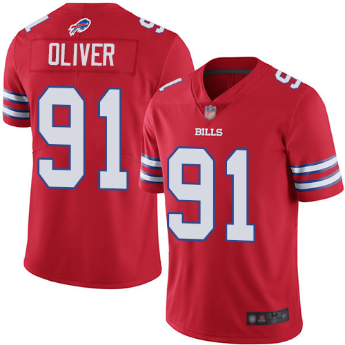 Buffalo Bills #91 Ed Oliver Red Youth Stitched Limited Rush Jersey Youth