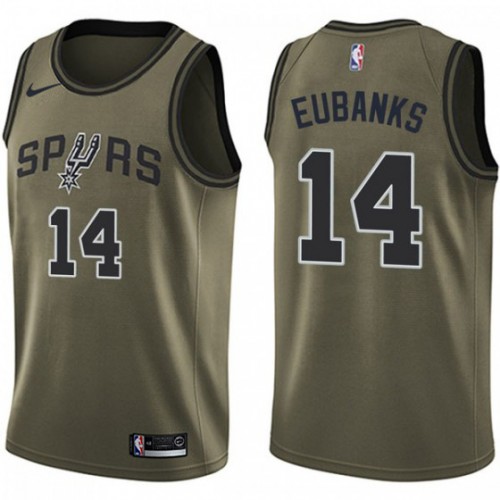 San Antonio Spurs #14 Drew Eubanks Green Youth Swingman Salute to Service Jersey Youth