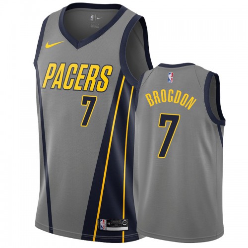 Indiana Pacers #7 Malcolm Brogdon Gray City Edition Mens Jersey Mens