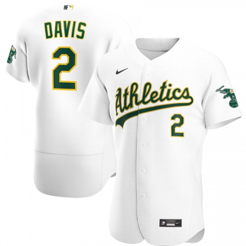 Oakland Oakland Athletics #2 Khris Davis Men's White Home 2020 Authentic Player Jersey Men's