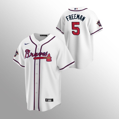 Atlanta Atlanta Braves #5 Freddie Freeman 150th Anniversary 2021 World Series Youth Jersey - White Youth