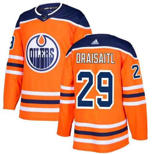 Adidas Edmonton Oilers #29 Leon Draisaitl Orange Home Authentic Stitched Jersey Men's