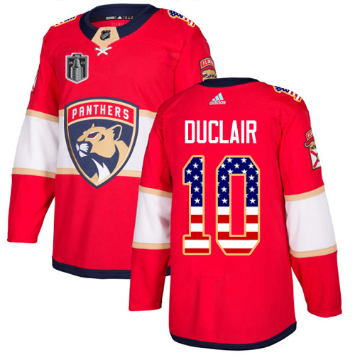 Adidas Panthers #10 Anthony Duclair Red 2023 Stanley Cup Final Patch Home Authentic USA Flag Stitched Youth Jersey