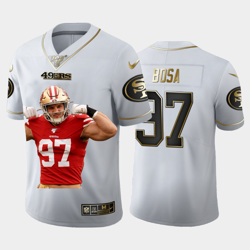 San Francisco 49ers #97 Nick Bosa Team Hero Vapor Limited 100 Jersey White Golden