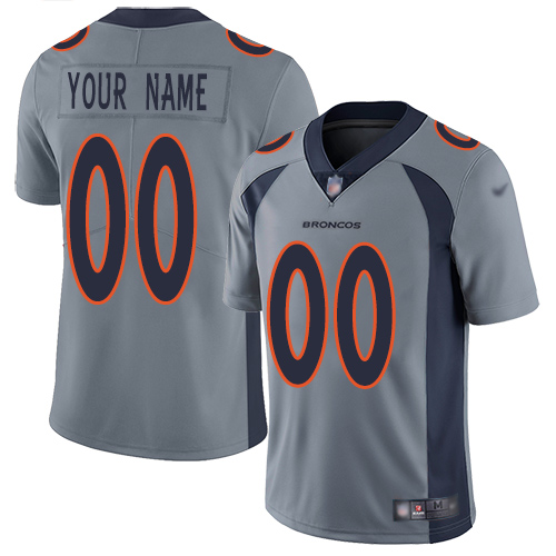 Denver Broncos Customized Gray Men's Stitched Limited Inverted Legend Jersey