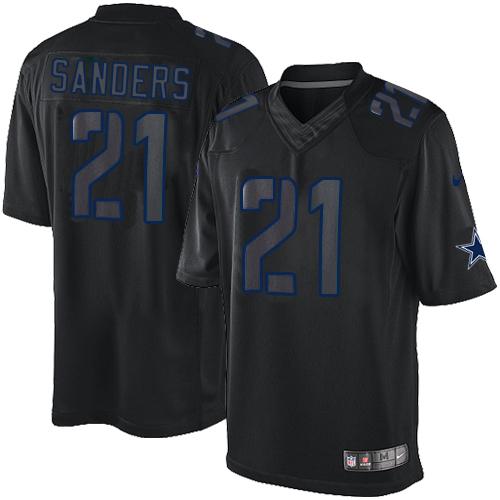 Cowboys #21 Deion Sanders Black Men's Stitched Impact Limited Jersey