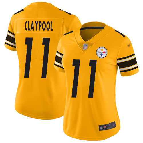 Pittsburgh Steelers #11 Chase Claypool Gold Women's Stitched Limited Inverted Legend Jersey Womens