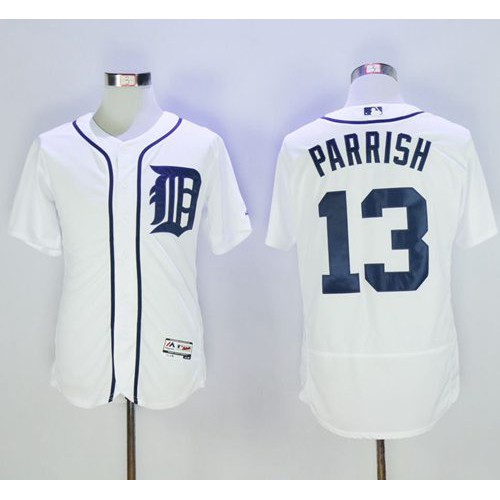 Detroit Tigers #13 Lance Parrish White Flexbase Authentic Collection Stitched Jersey Men's