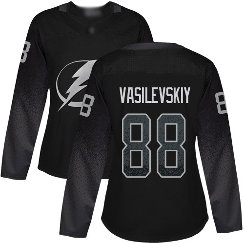 Adidas Tampa Bay Lightning #88 Andrei Vasilevskiy Black Alternate Authentic Women's Stitched Jersey Womens