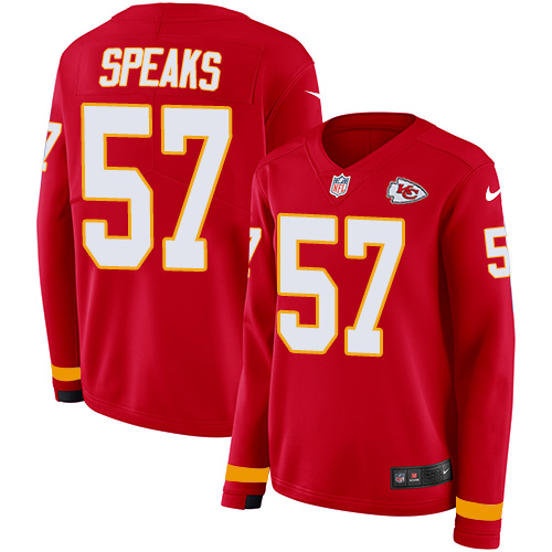 Kansas City Chiefs #57 Breeland Speaks Red Team Color Women's Stitched Limited Therma Long Sleeve Jersey Womens