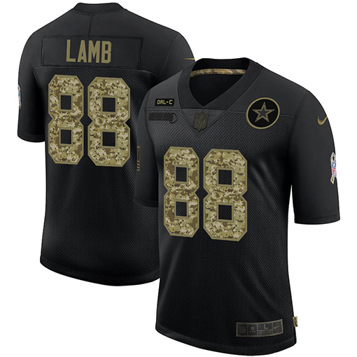 Dallas Cowboys #88 CeeDee Lamb Men's 2020 Salute To Service Camo Limited Jersey Black