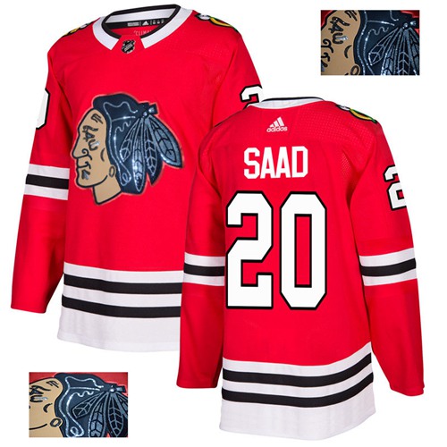 Adidas Chicago Blackhawks #20 Brandon Saad Red Home Authentic Fashion Gold Stitched Jersey Men's