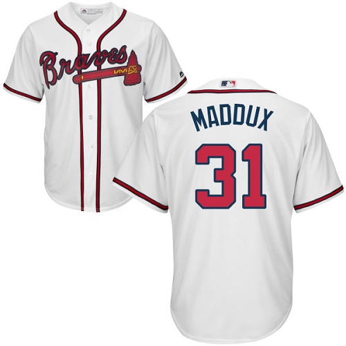 Atlanta Braves #31 Greg Maddux White Cool Base Stitched Youth Jersey Youth