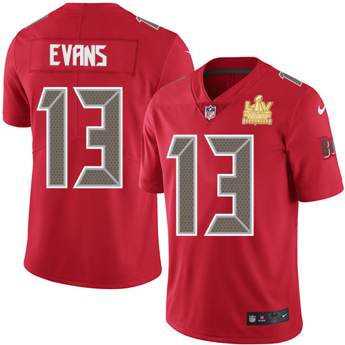 Buccaneers #13 Mike Evans Red Youth Super Bowl LV Champions Stitched Limited Rush Jersey