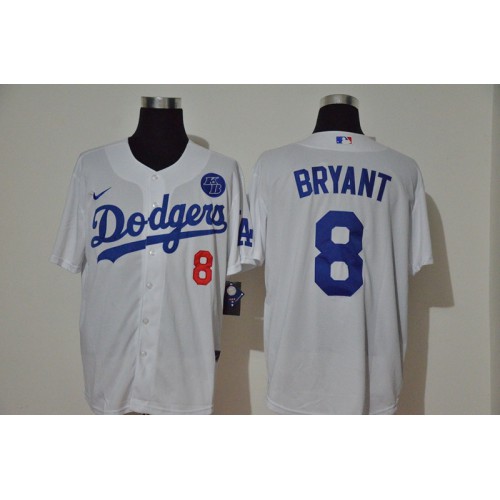 Los Angeles Los Angeles Dodgers #8 Kobe Bryant Men??s White Cool Base KB Patch Jersey Men's