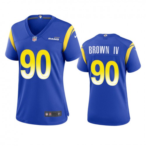 Los Angeles Los Angeles Rams #90 Earnest Brown IV Women's Game Jersey - Royal Womens