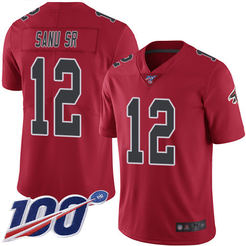 Atlanta Falcons #12 Mohamed Sanu Sr Red Men's Stitched Limited Rush 100th Season Jersey Men's