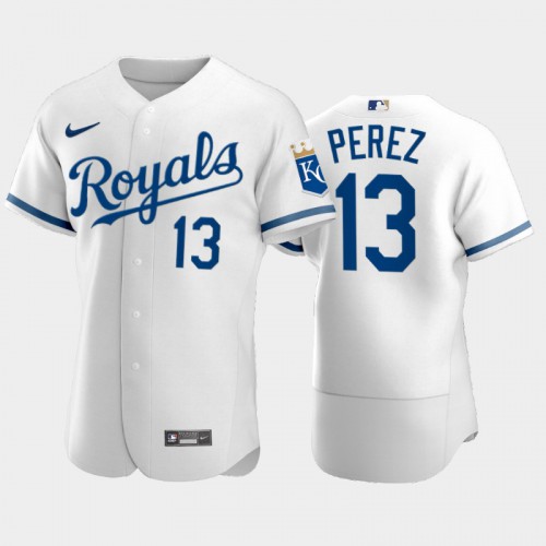 Kansas City Kansas City Royals #13 Salvador Perez Men's Game Replica 2022 City Connect White Jersey Men's