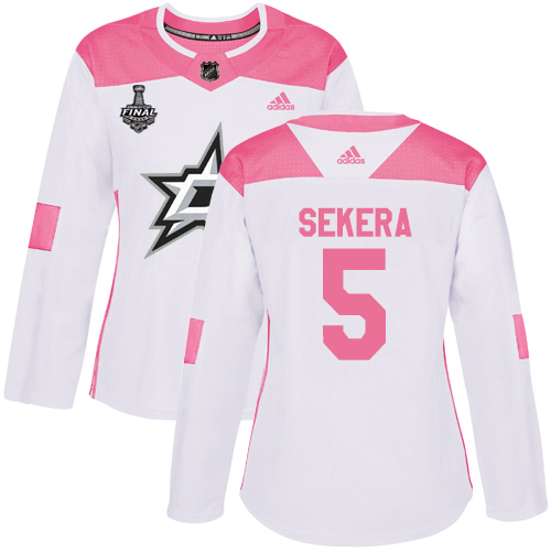 Adidas Dallas Stars #5 Andrej Sekera White/Pink Authentic Fashion Women's 2020 Stanley Cup Final Stitched Jersey Womens