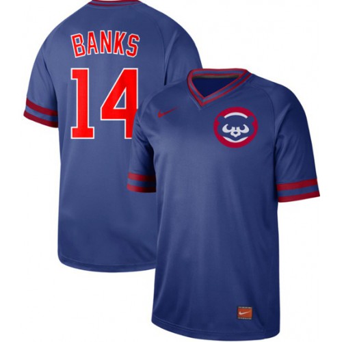 Chicago Cubs #14 Ernie Banks Royal Authentic Cooperstown Collection Stitched Jersey Men's