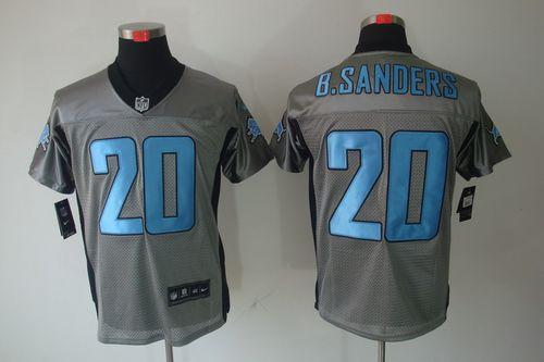 Lions #20 Barry Sanders Grey Shadow Men's Stitched Elite Jersey