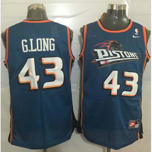 Detroit Pistons #43 Grant Long Blue Throwback Stitched Jersey Mens