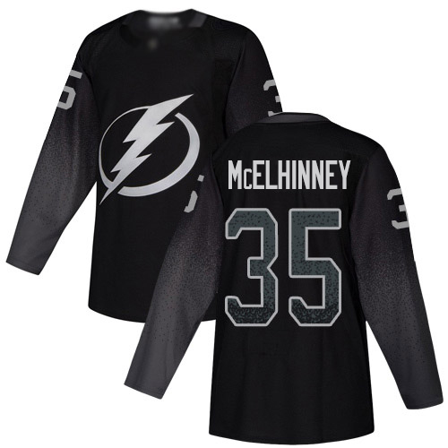 Adidas Tampa Bay Lightning #35 Curtis McElhinney Black Alternate Authentic Stitched Jersey Men's