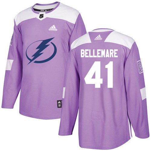 Adidas Tampa Bay Lightning #41 Pierre-Edouard Bellemare Purple Authentic Fights Cancer Stitched Jersey Men's