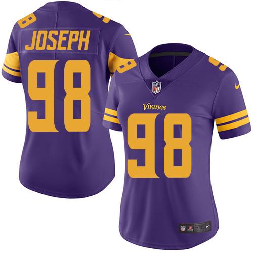 Minnesota Vikings #98 Linval Joseph Purple Women's Stitched Limited Rush Jersey Womens