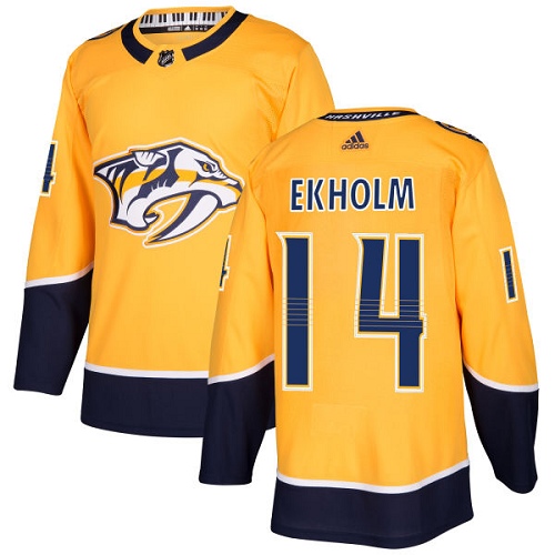 Adidas Nashville Predators #14 Mattias Ekholm Yellow Home Authentic Stitched Youth Jersey Youth