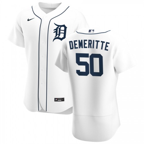Detroit Detroit Tigers #50 Travis Demeritte Men's White Home 2020 Authentic Player Jersey Men's