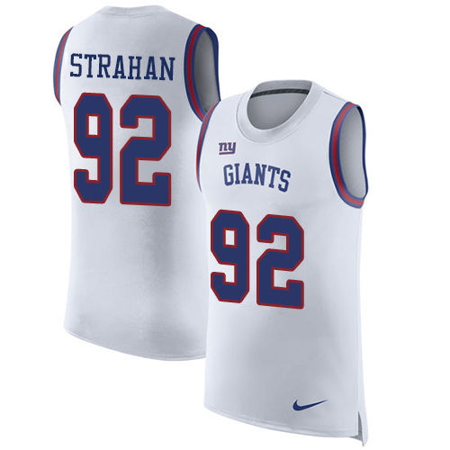 Giants #92 Michael Strahan White Men's Stitched Limited Rush Tank Top Jersey