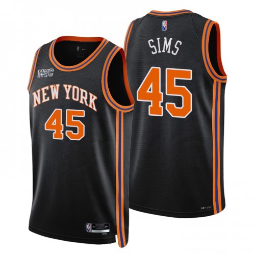 New York New York Knicks #45 Jericho Sims Mens Black 2021/22 Swingman Jersey - City Edition Mens