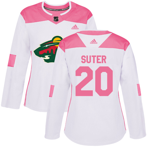 Adidas Minnesota Wild #20 Ryan Suter White/Pink Authentic Fashion Women's Stitched Jersey Womens