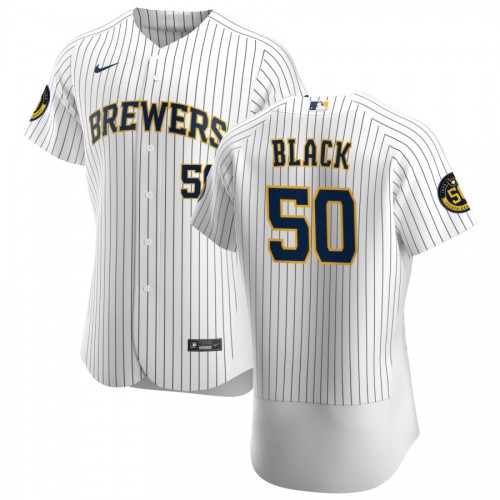 Milwaukee Milwaukee Brewers #50 Ray Black Men's White Home 2020 Authentic Player Jersey Men's