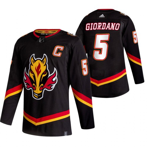 Calgary Calgary Flames #5 Mark Giordano Black Men's Adidas 2020-21 Reverse Retro Alternate Jersey Men's