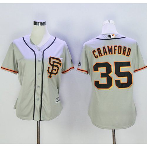San Francisco Giants #35 Brandon Crawford Grey Women's Road 2 Stitched Jersey Womens
