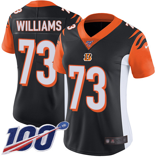 Cincinnati Bengals #73 Jonah Williams Black Team Color Women's Stitched 100th Season Vapor Untouchable Limited Jersey Womens