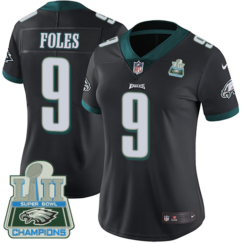 Philadelphia Eagles #9 Nick Foles Black Alternate Super Bowl LII Champions Women's Stitched Vapor Untouchable Limited Jersey Womens