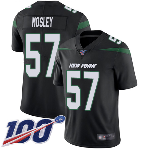 Jets #57 C.J. Mosley Black Alternate Men's Stitched 100th Season Vapor Limited Jersey
