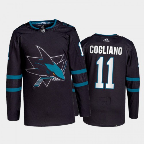 Adidas San Jose Sharks #11 Andrew Cogliano Men's 2021-22 Alternate Authentic Jersey - Black Men's
