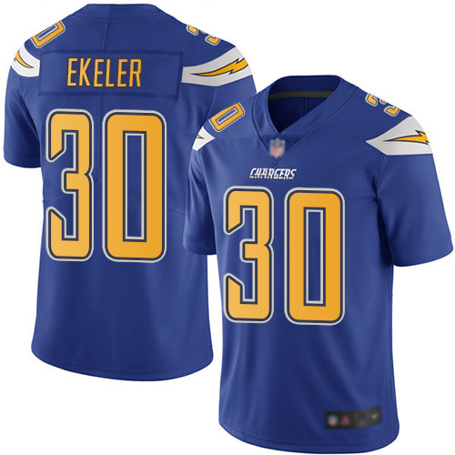 Chargers #30 Austin Ekeler Electric Blue Men's Stitched Limited Rush Jersey
