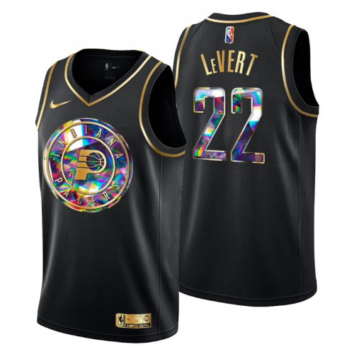 Indiana Indiana Pacers #22 Caris LeVert Mens Golden Edition Diamond Logo 2021/22 Swingman Jersey - Black Mens