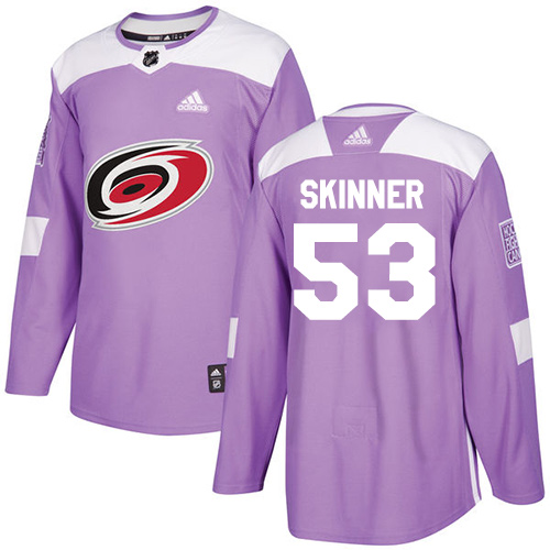 Adidas Carolina Hurricanes #53 Jeff Skinner Purple Authentic Fights Cancer Stitched Youth Jersey Youth