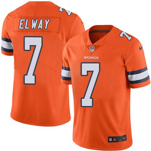 Broncos #7 John Elway Orange Men's Stitched Limited Rush Jersey